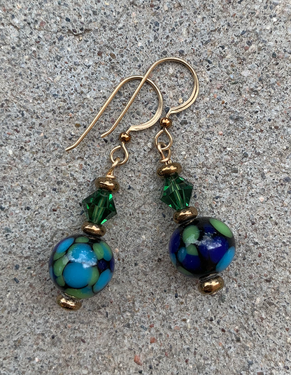 Necklace Set | Vintage Japanese and Italian lampwork beads, brass focal bead
