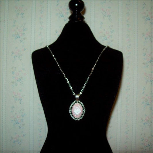 Victorian Rose Cameo Pendant Necklace and Ring Set