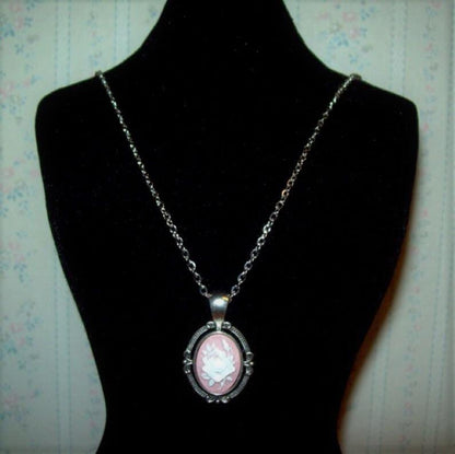 Victorian Rose Cameo Pendant Necklace and Ring Set