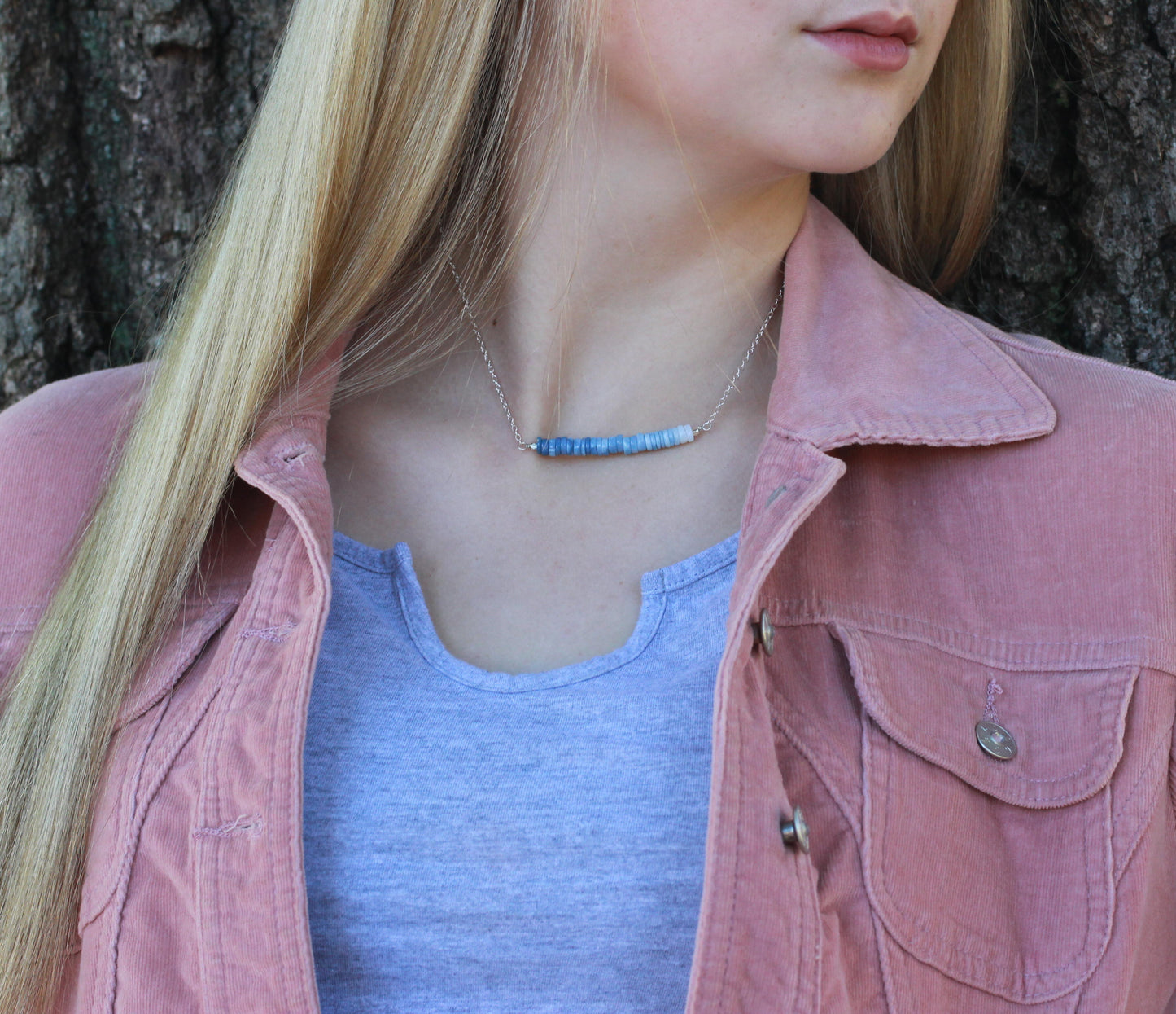 Blue Opal Bar Necklace