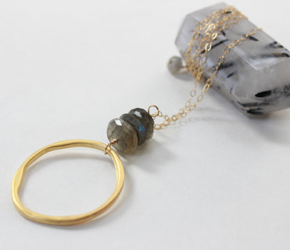 Labradorite Circle Necklace
