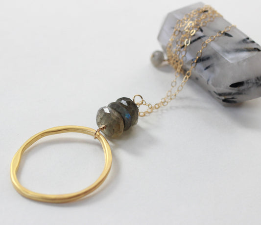 Labradorite Circle Necklace