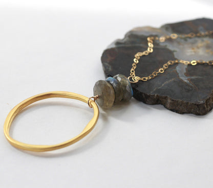 Labradorite Circle Necklace