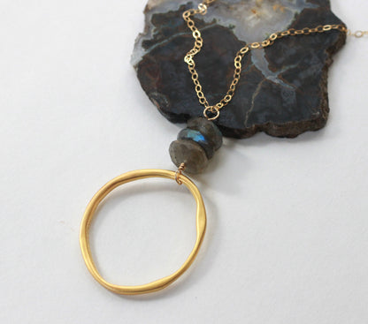 Labradorite Circle Necklace