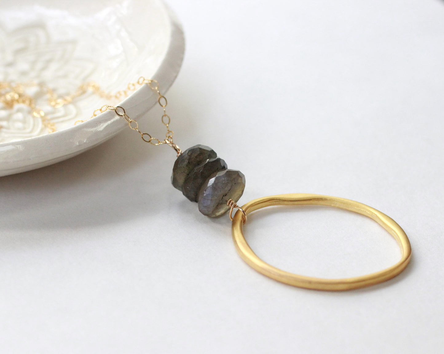 Labradorite Circle Necklace