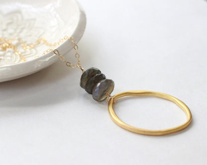 Labradorite Circle Necklace