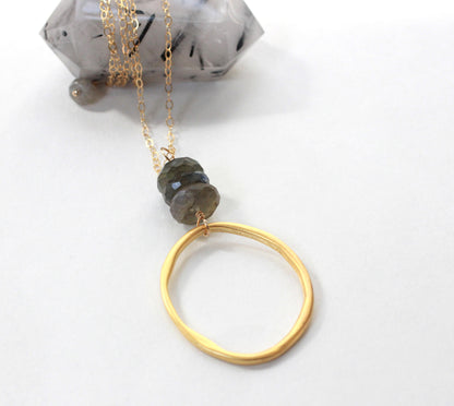 Labradorite Circle Necklace