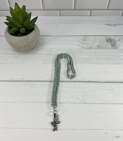 Fairy Pendant Necklace, Half Persian Chainmaille, Nickel Free, 18-26 Inch
