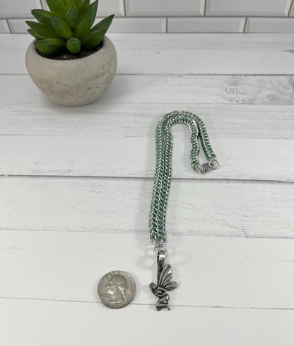 Fairy Pendant Necklace, Half Persian Chainmaille, Nickel Free, 18-26 Inch