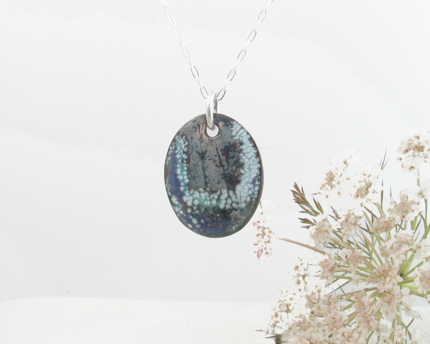 Queen Anne's Lace Copper Enamel Necklace