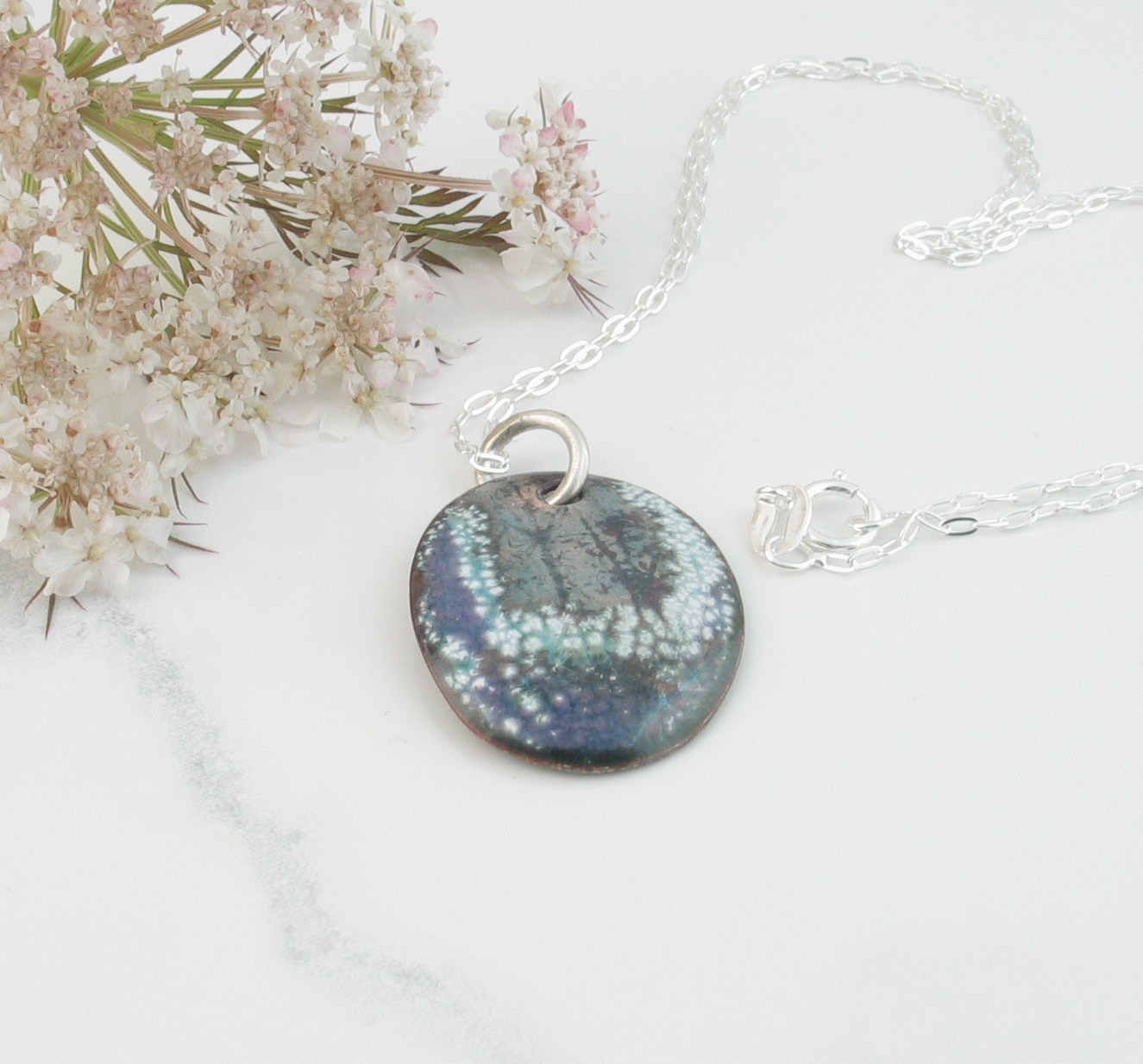 Queen Anne's Lace Copper Enamel Necklace