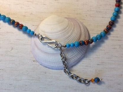 Turquoise and multicolored bead necklace
