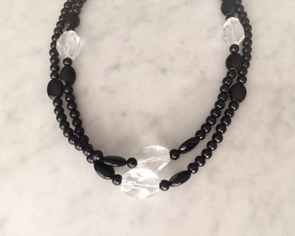 Black onyx and crystal beaded necklace