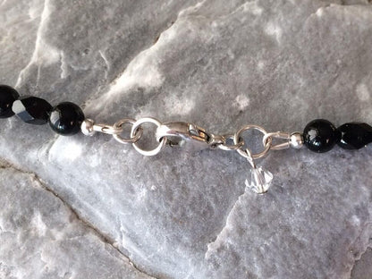 Black onyx and crystal beaded necklace