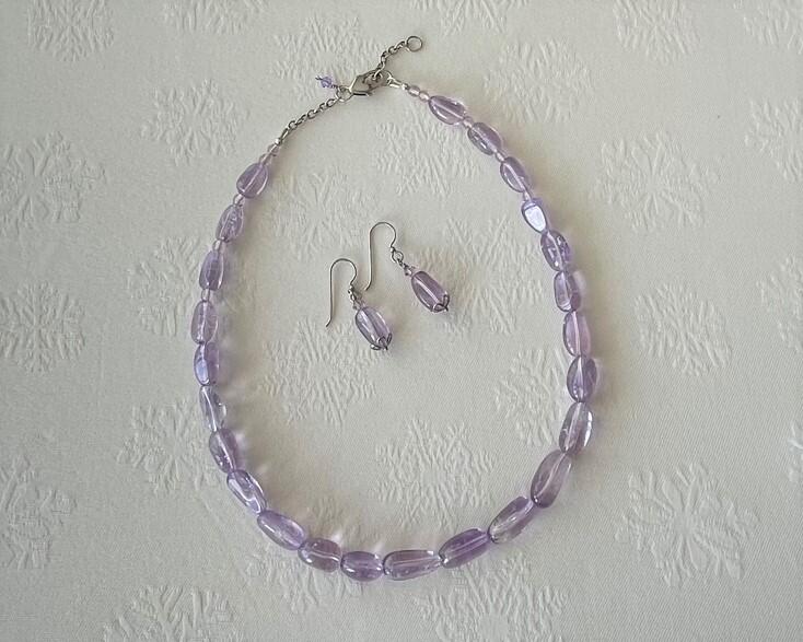 Amethyst Beaded Necklace with Sterling Heart Clasp