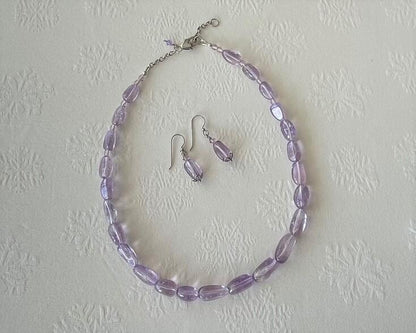 Amethyst Beaded Necklace with Sterling Heart Clasp