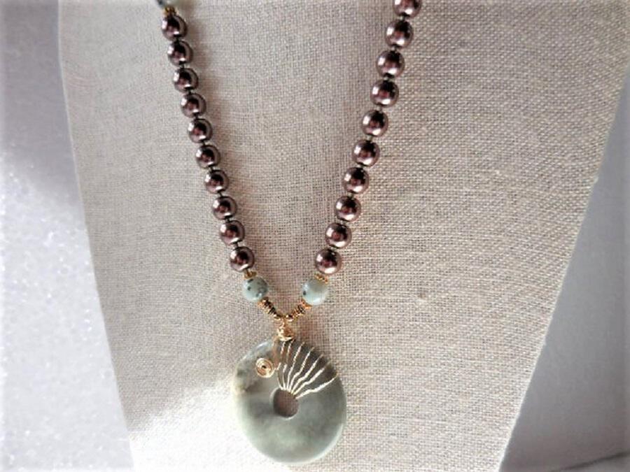 Pearl Mala with Gemstone Pendant