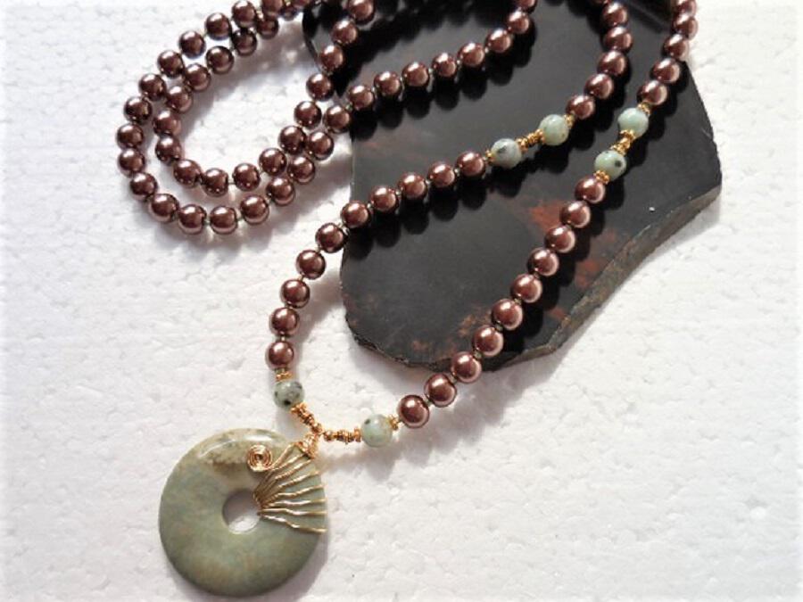 Pearl Mala with Gemstone Pendant