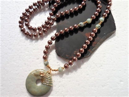 Pearl Mala with Gemstone Pendant