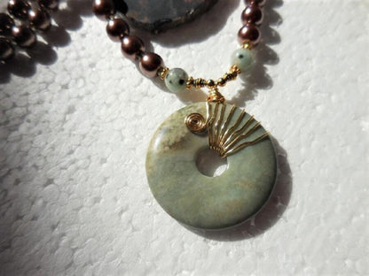 Pearl Mala with Gemstone Pendant