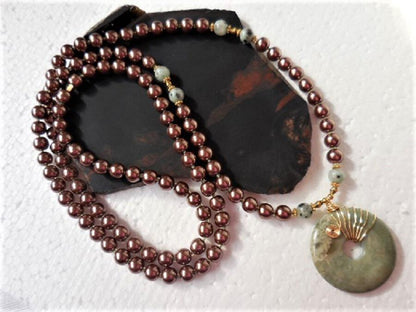 Pearl Mala with Gemstone Pendant