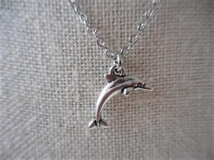 Dainty Silver Necklace with Dolphin Charm