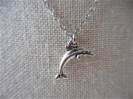 Dainty Silver Necklace with Dolphin Charm