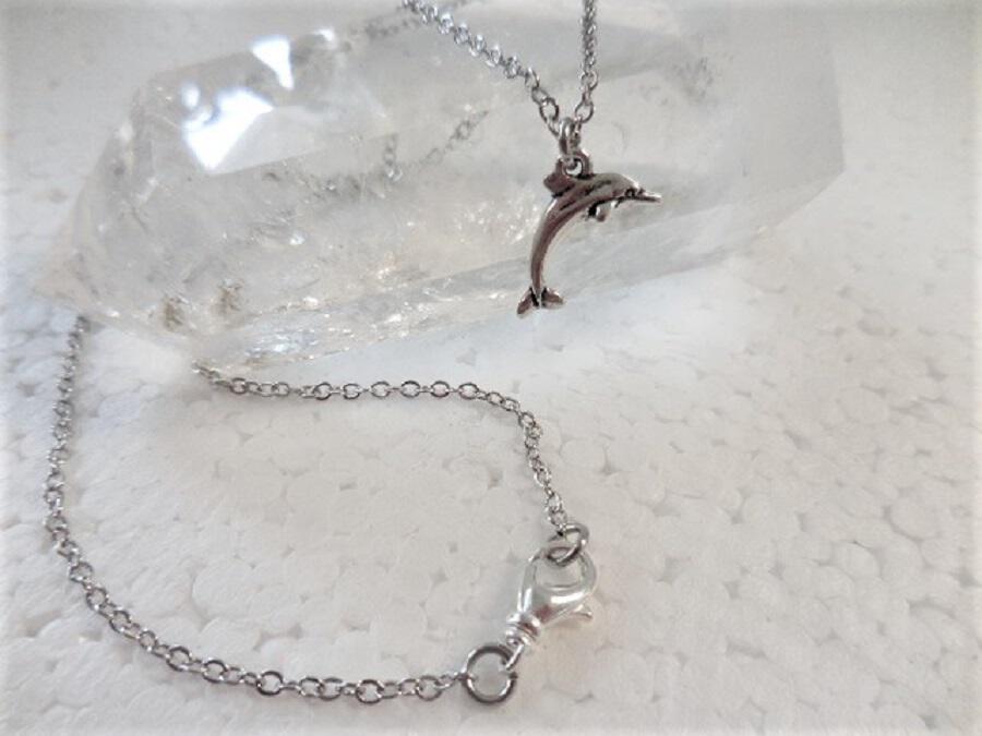 Dainty Silver Necklace with Dolphin Charm