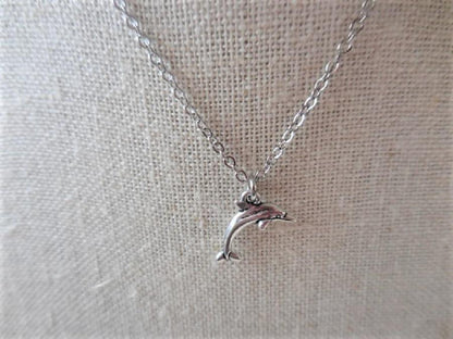 Dainty Silver Necklace with Dolphin Charm
