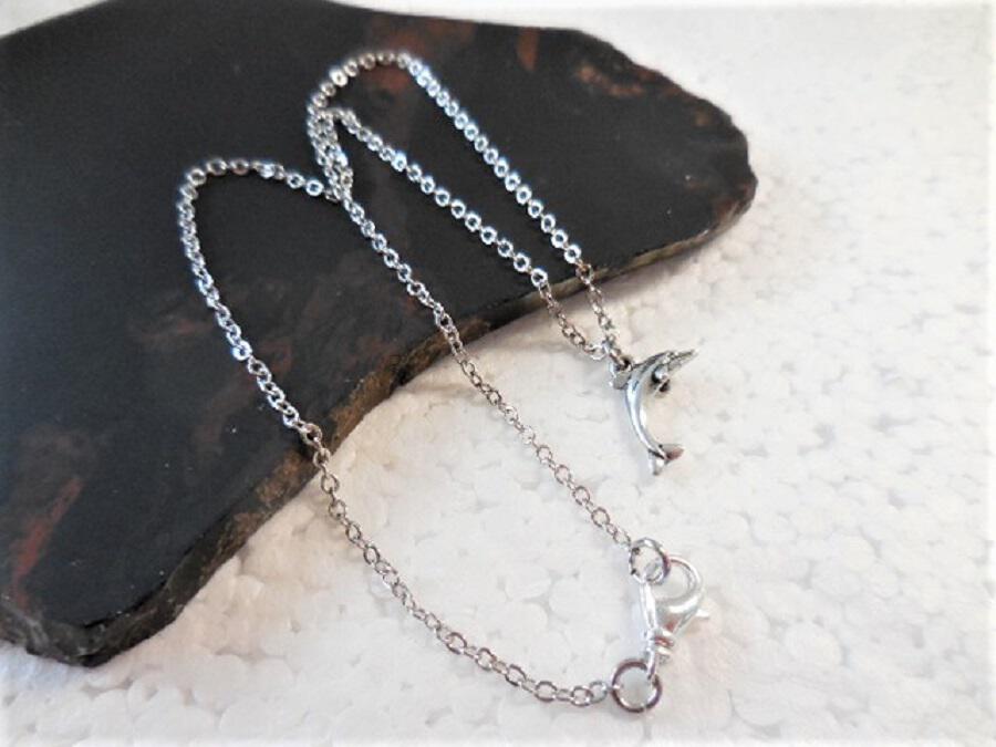 Dainty Silver Necklace with Dolphin Charm