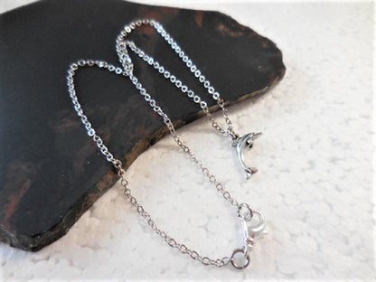 Dainty Silver Necklace with Dolphin Charm