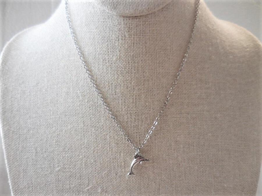 Dainty Silver Necklace with Dolphin Charm
