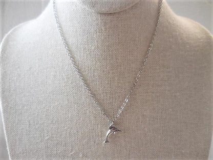 Dainty Silver Necklace with Dolphin Charm