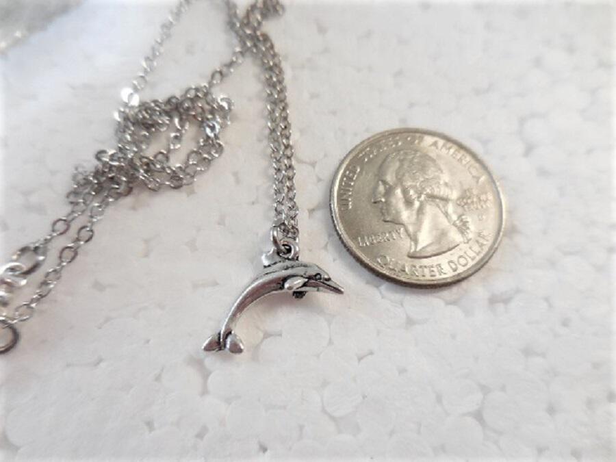 Dainty Silver Necklace with Dolphin Charm