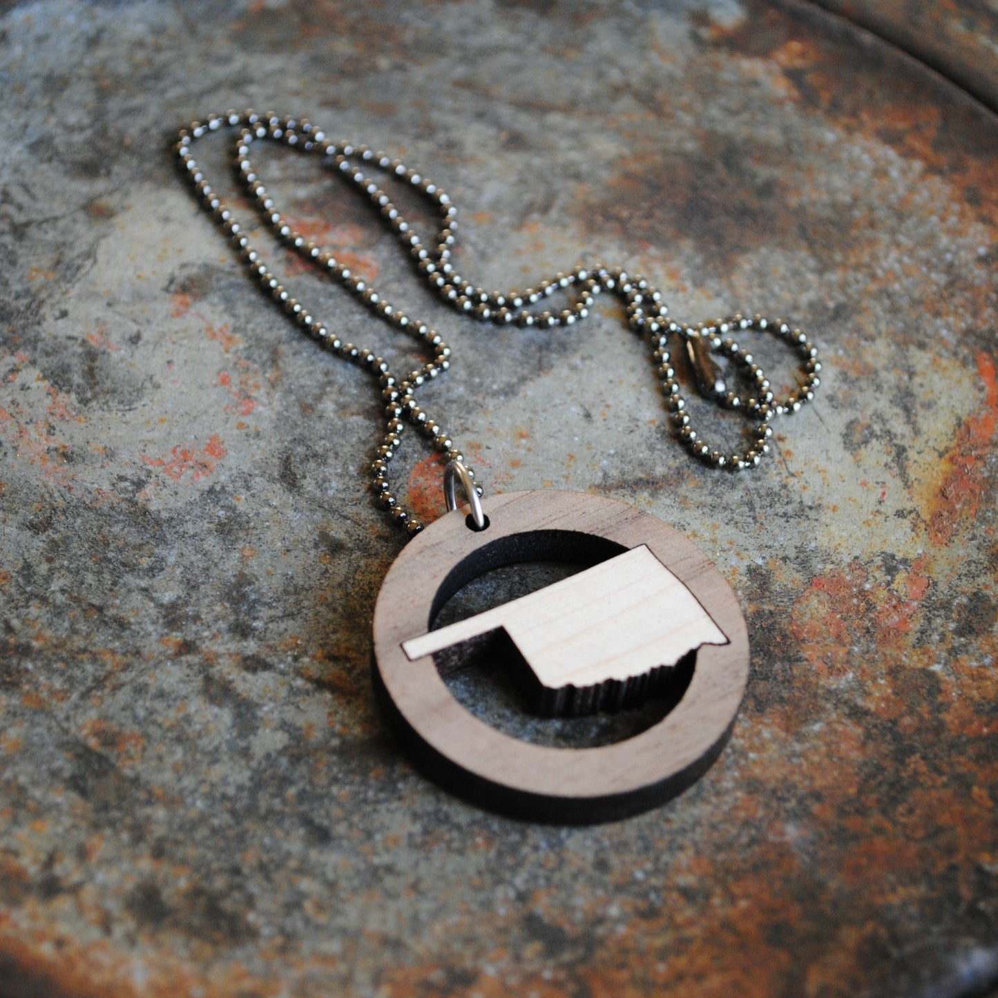 Wooden Oklahoma Necklace