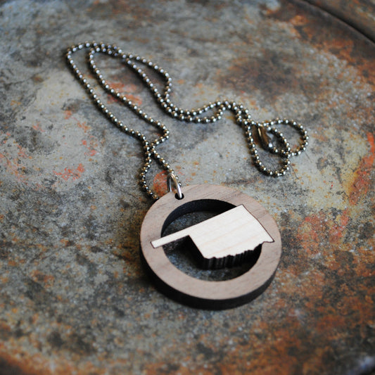 Wooden Oklahoma Necklace