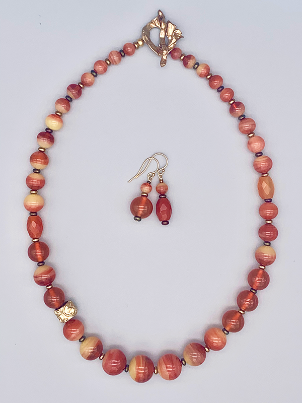 Necklace Set | Antique Bohemian/Czech faux-carnelian glass beads, natural carnelian ovals