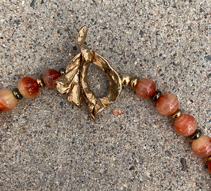 Necklace Set | Antique Bohemian/Czech faux-carnelian glass beads, natural carnelian ovals