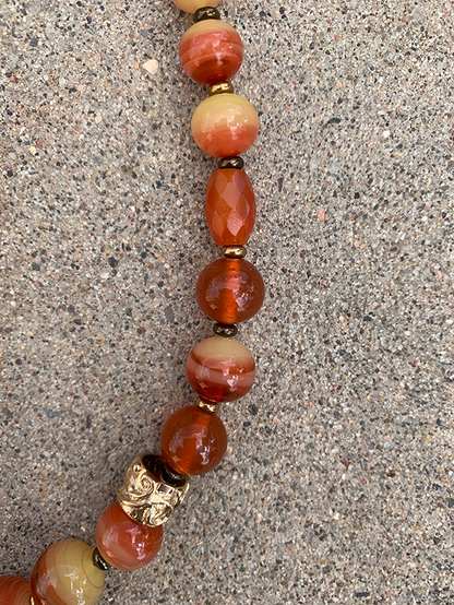 Necklace Set | Antique Bohemian/Czech faux-carnelian glass beads, natural carnelian ovals