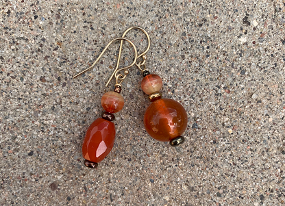 Necklace Set | Antique Bohemian/Czech faux-carnelian glass beads, natural carnelian ovals