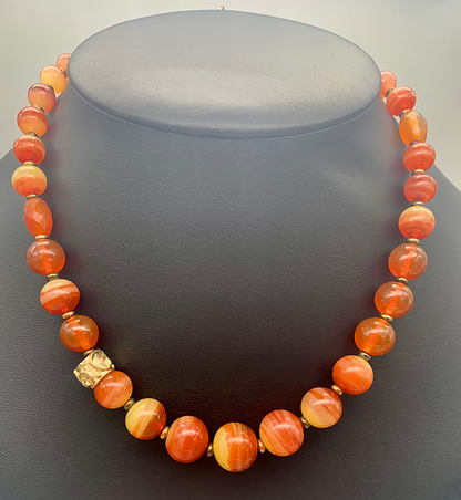 Necklace Set | Antique Bohemian/Czech faux-carnelian glass beads, natural carnelian ovals