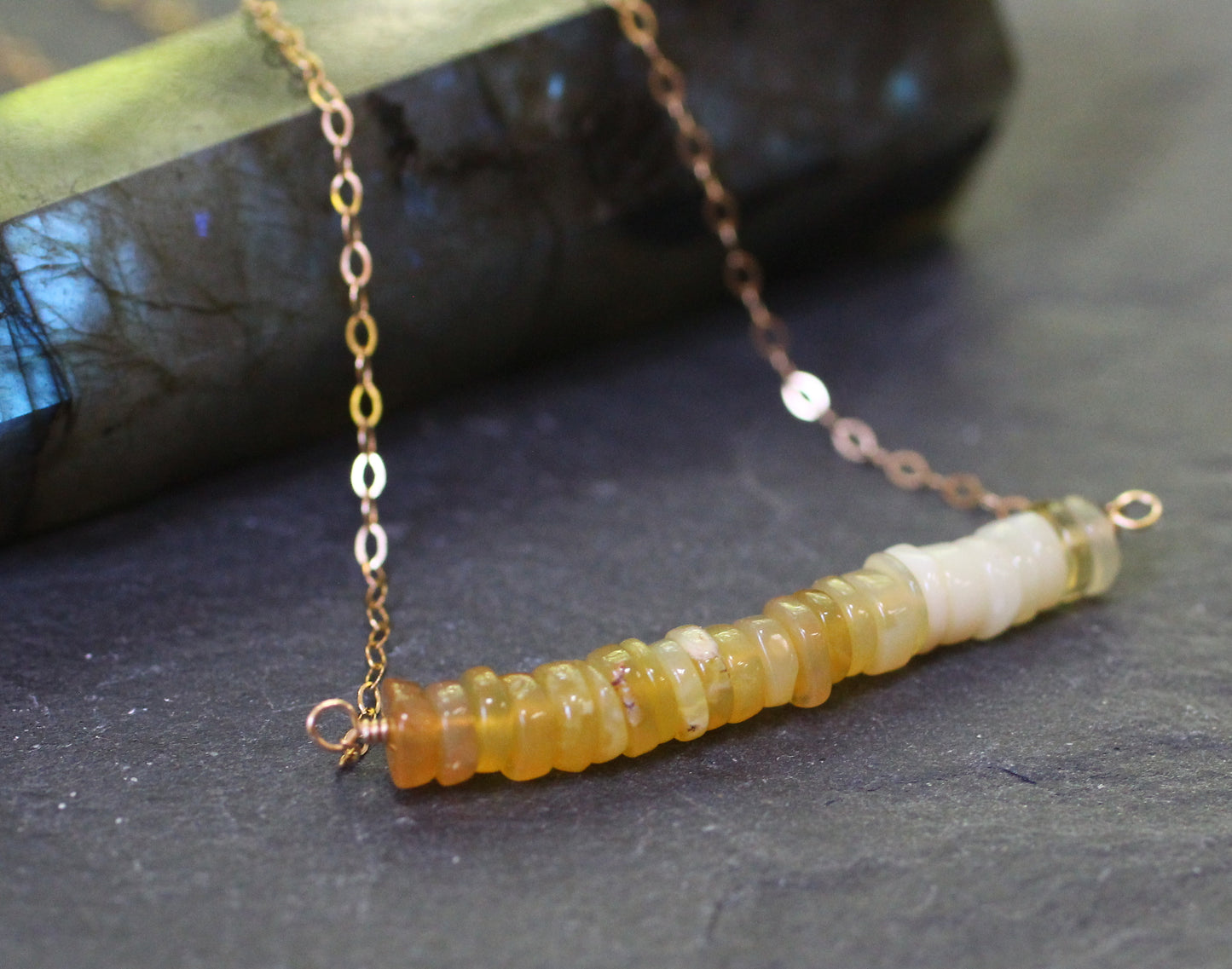 Yellow Opal Bar Necklace