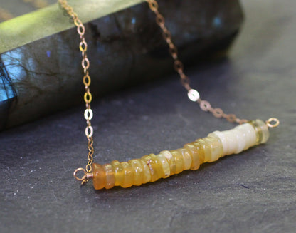 Yellow Opal Bar Necklace
