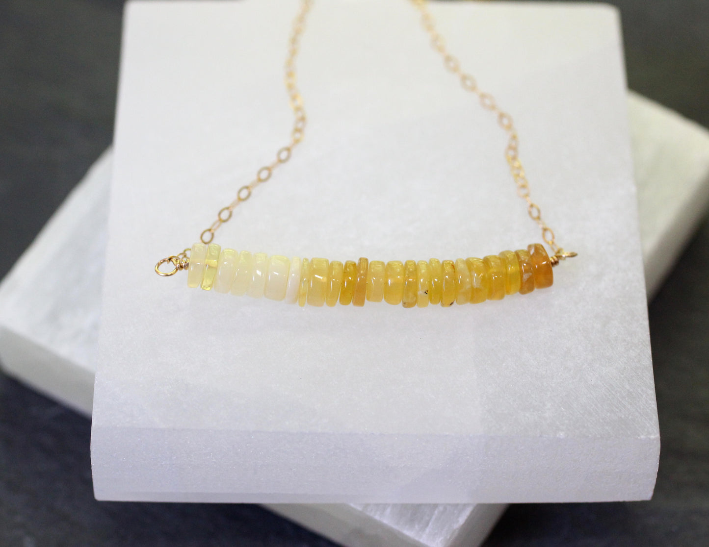 Yellow Opal Bar Necklace