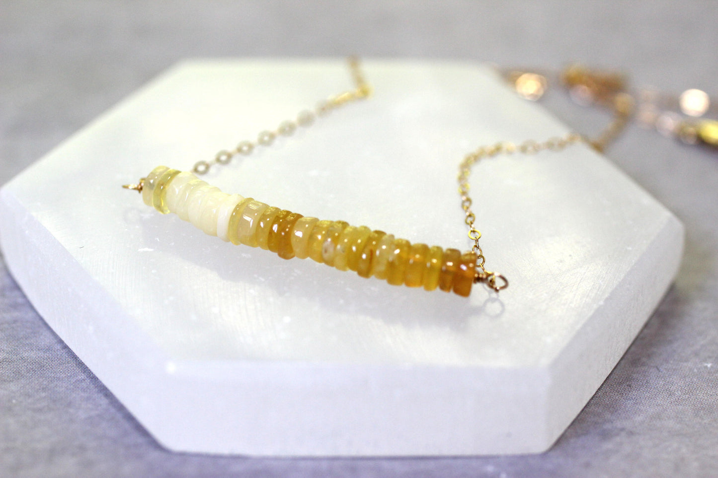 Yellow Opal Bar Necklace