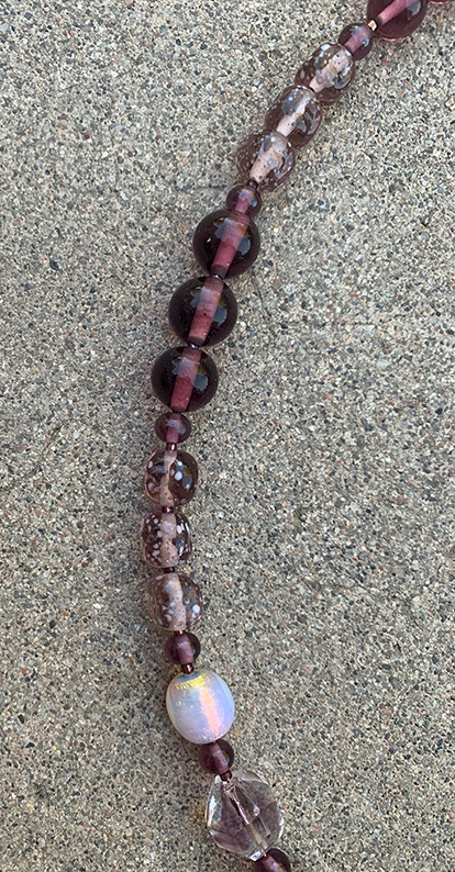 Necklace Set | Rare vintage 1930s French light amethyst givre rounds, Japanese lava glass, Japanese and West German mid-century glass beads