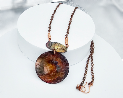 Torch Painted Copper Pendant Necklace