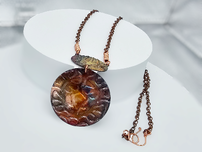 Torch Painted Copper Pendant Necklace