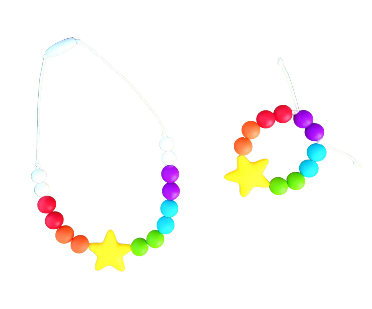 Kids Rainbow Star Necklace made from Silicone Beads