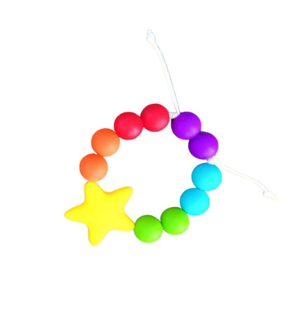 Kids Personalized Name Rainbow Star Necklace made from Silicone Beads